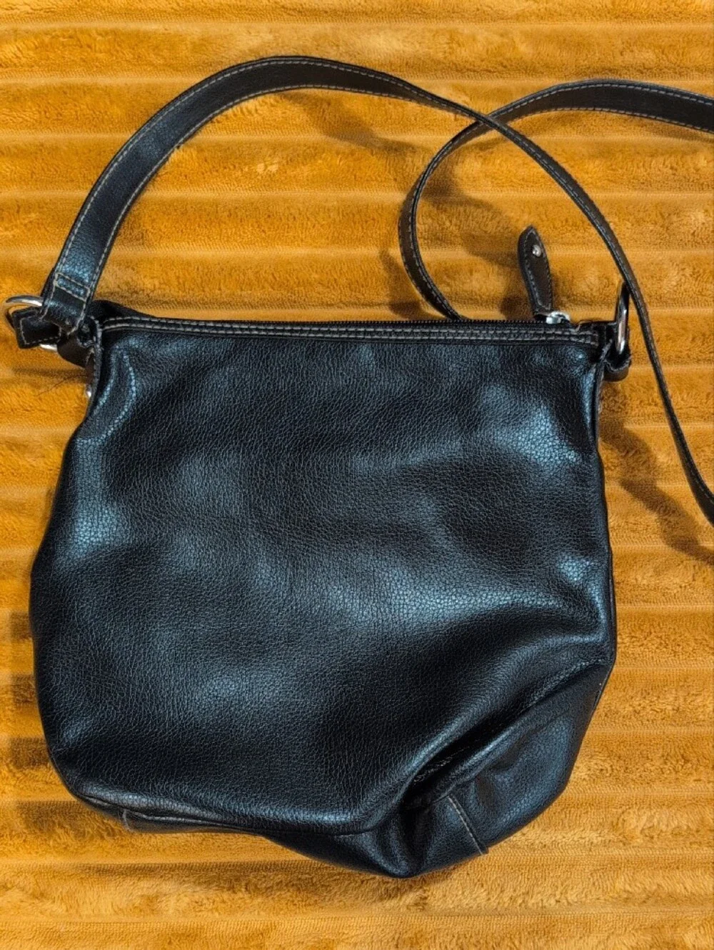 Croft & Barrow Everyday Black Pleather Crossbody with Buckle Accent